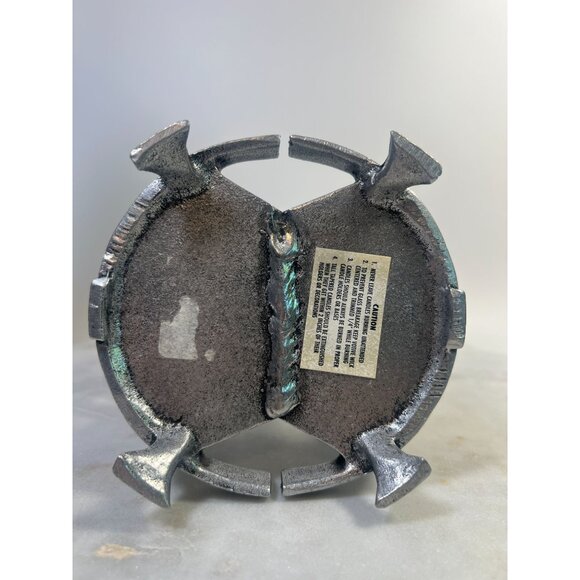 Vtg Pewter 3 Cross Candle Holder Easter Carson Indiana Candle up to 4" Diameter - Picture 5 of 5